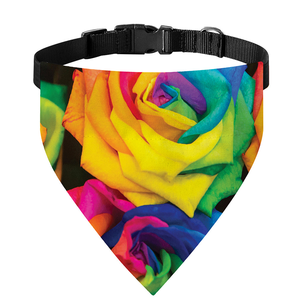 LGBT Pride Rainbow Roses Print Over The Collar Dog Bandana
