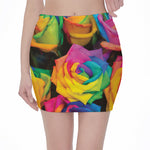 LGBT Pride Rainbow Roses Print Pencil Mini Skirt