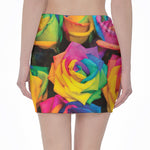 LGBT Pride Rainbow Roses Print Pencil Mini Skirt