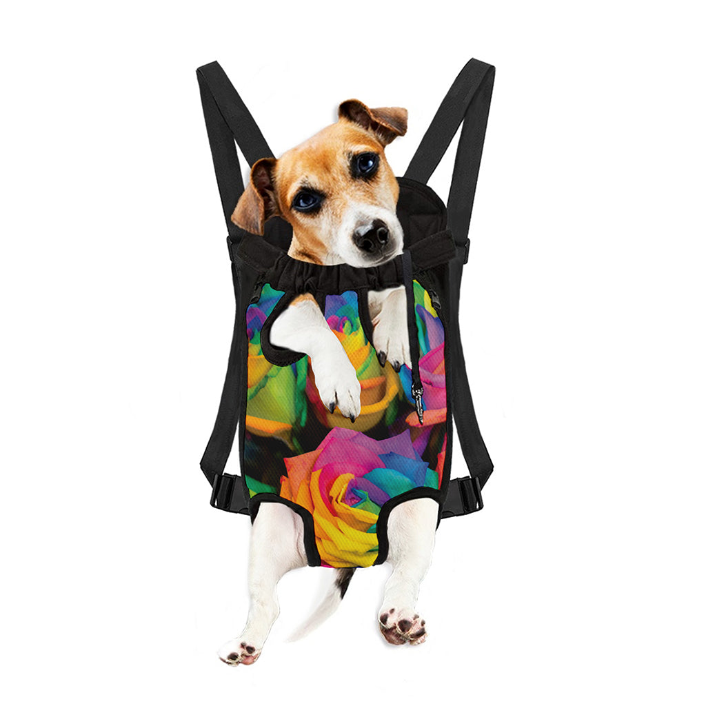LGBT Pride Rainbow Roses Print Pet Carrier Backpack