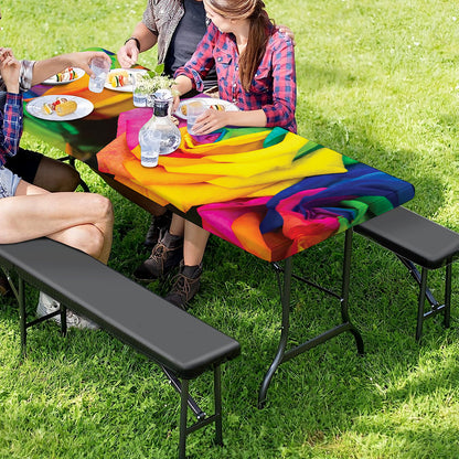 LGBT Pride Rainbow Roses Print Picnic Table Cover