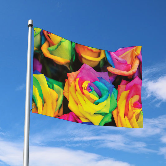 LGBT Pride Rainbow Roses Print Polyester Flag