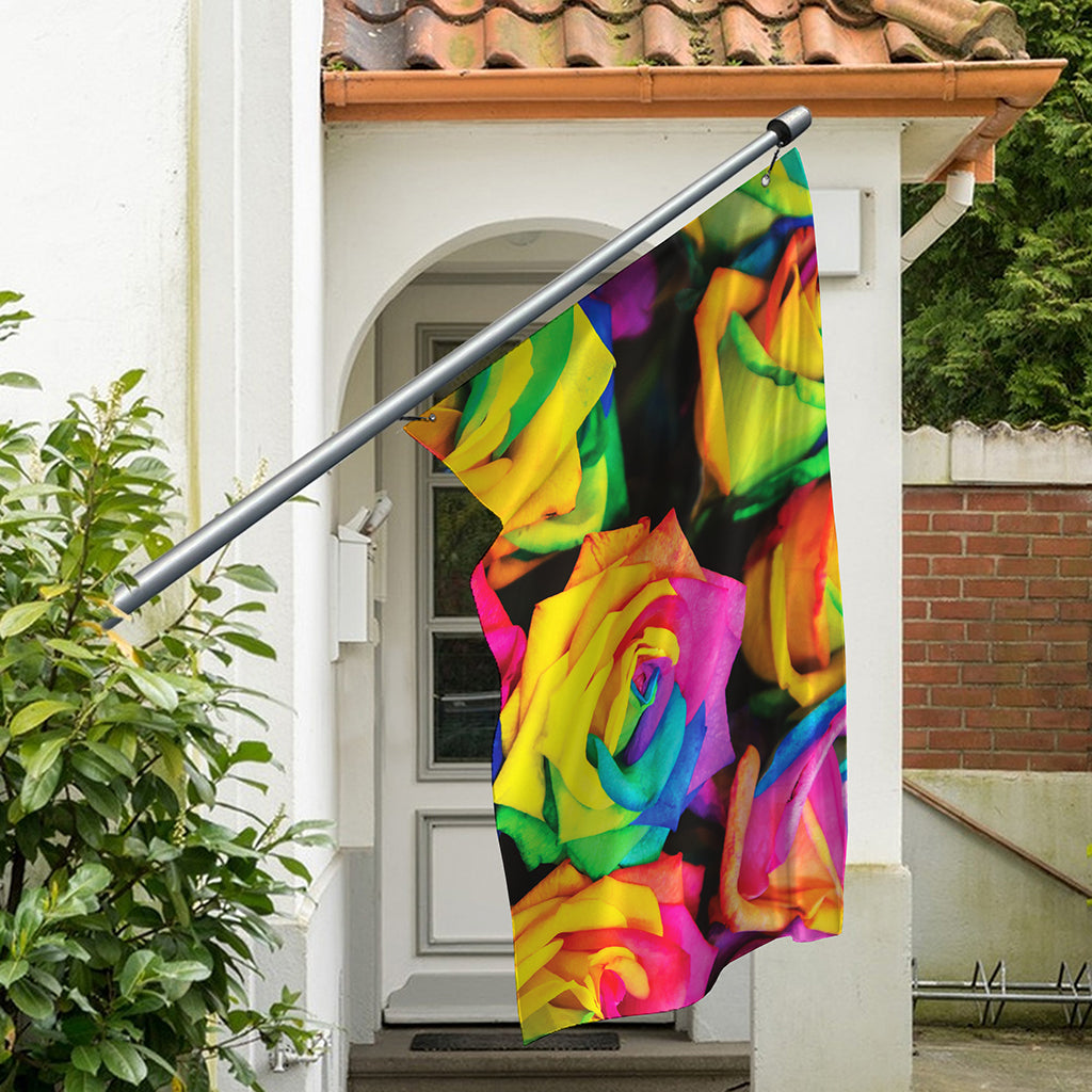 LGBT Pride Rainbow Roses Print Polyester Flag