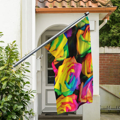 LGBT Pride Rainbow Roses Print Polyester Flag