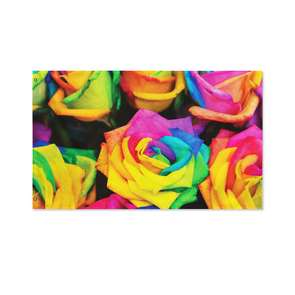 LGBT Pride Rainbow Roses Print Polyester Flag