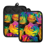LGBT Pride Rainbow Roses Print Pot Holders With Pocket