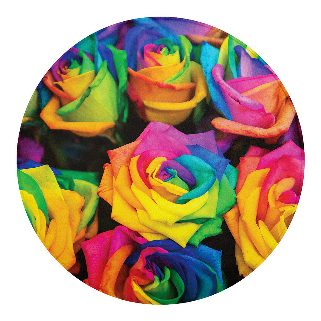 LGBT Pride Rainbow Roses Print Round Blanket