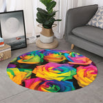 LGBT Pride Rainbow Roses Print Round Rug