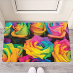 LGBT Pride Rainbow Roses Print Rubber Doormat