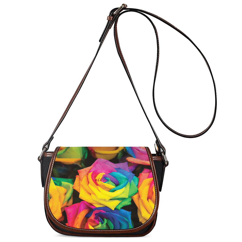 LGBT Pride Rainbow Roses Print Saddle Bag