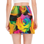 LGBT Pride Rainbow Roses Print Side Slit Mini Skirt