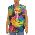 LGBT Pride Rainbow Roses Print Sleeveless Baseball Jersey