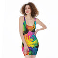 LGBT Pride Rainbow Roses Print Sleeveless Bodycon Dress
