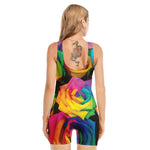 LGBT Pride Rainbow Roses Print Sleeveless One Piece Swimsuit