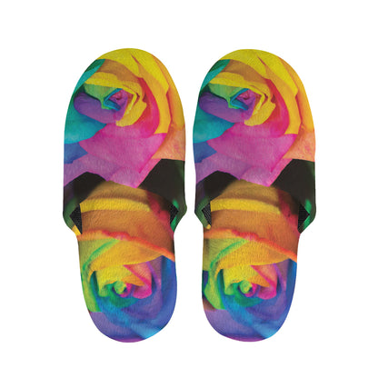 LGBT Pride Rainbow Roses Print Slippers