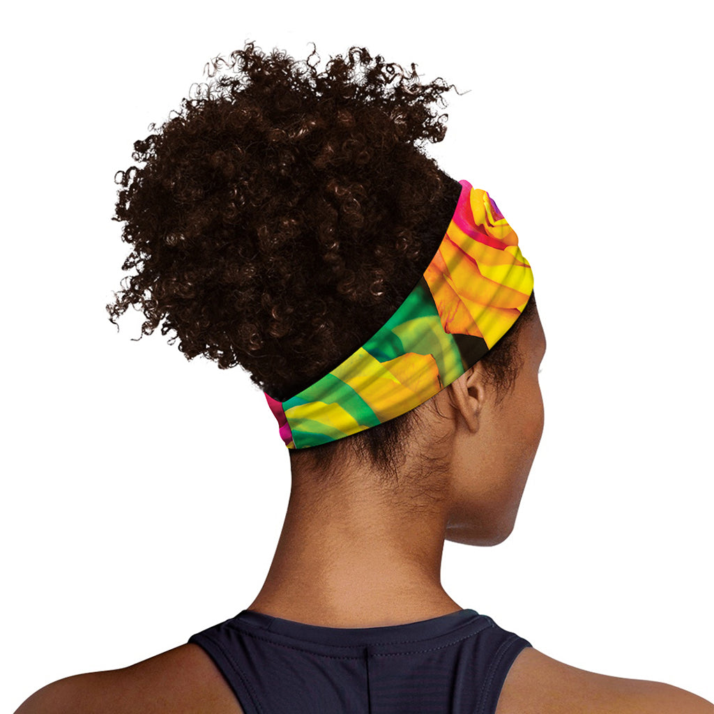 LGBT Pride Rainbow Roses Print Sports Headband