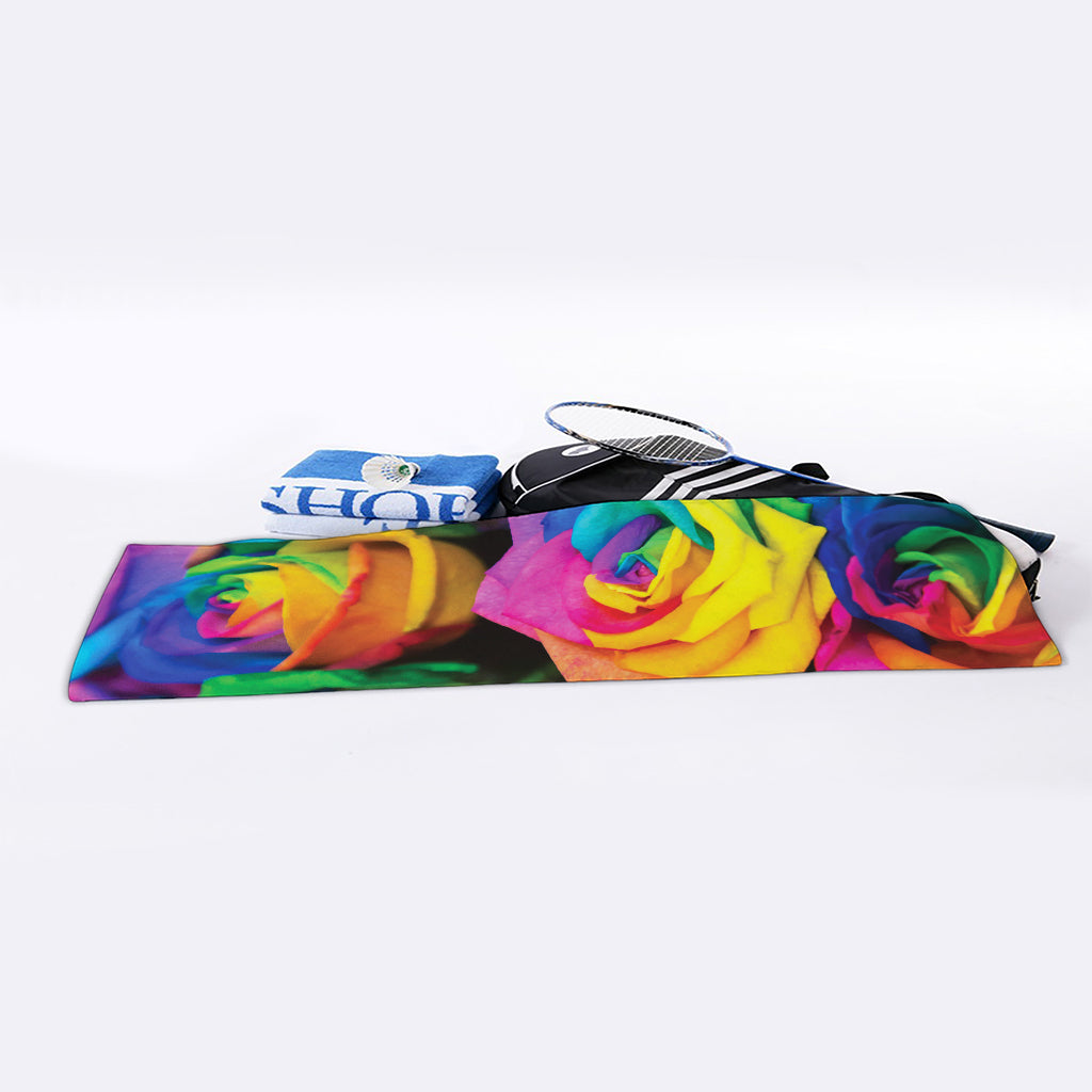 LGBT Pride Rainbow Roses Print Sports Towel