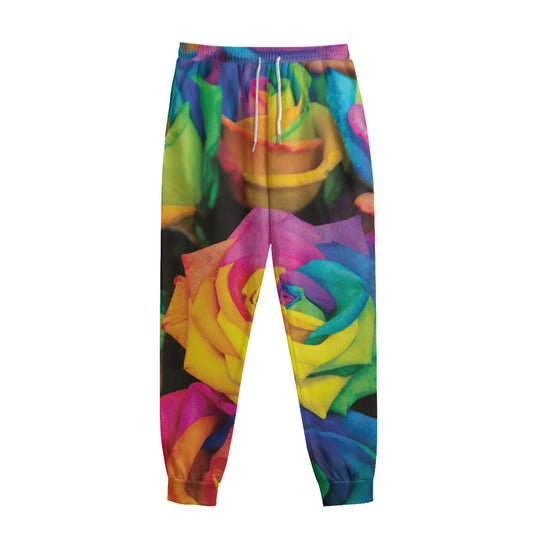 LGBT Pride Rainbow Roses Print Sweatpants
