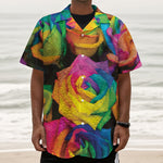 LGBT Pride Rainbow Roses Print Textured Short Sleeve Shirt