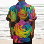 LGBT Pride Rainbow Roses Print Textured Short Sleeve Shirt