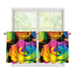 LGBT Pride Rainbow Roses Print Tier Curtains