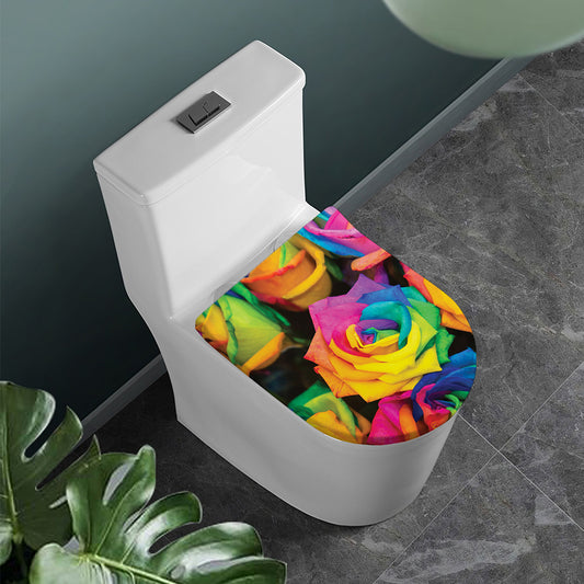 LGBT Pride Rainbow Roses Print Toilet Lid Cover
