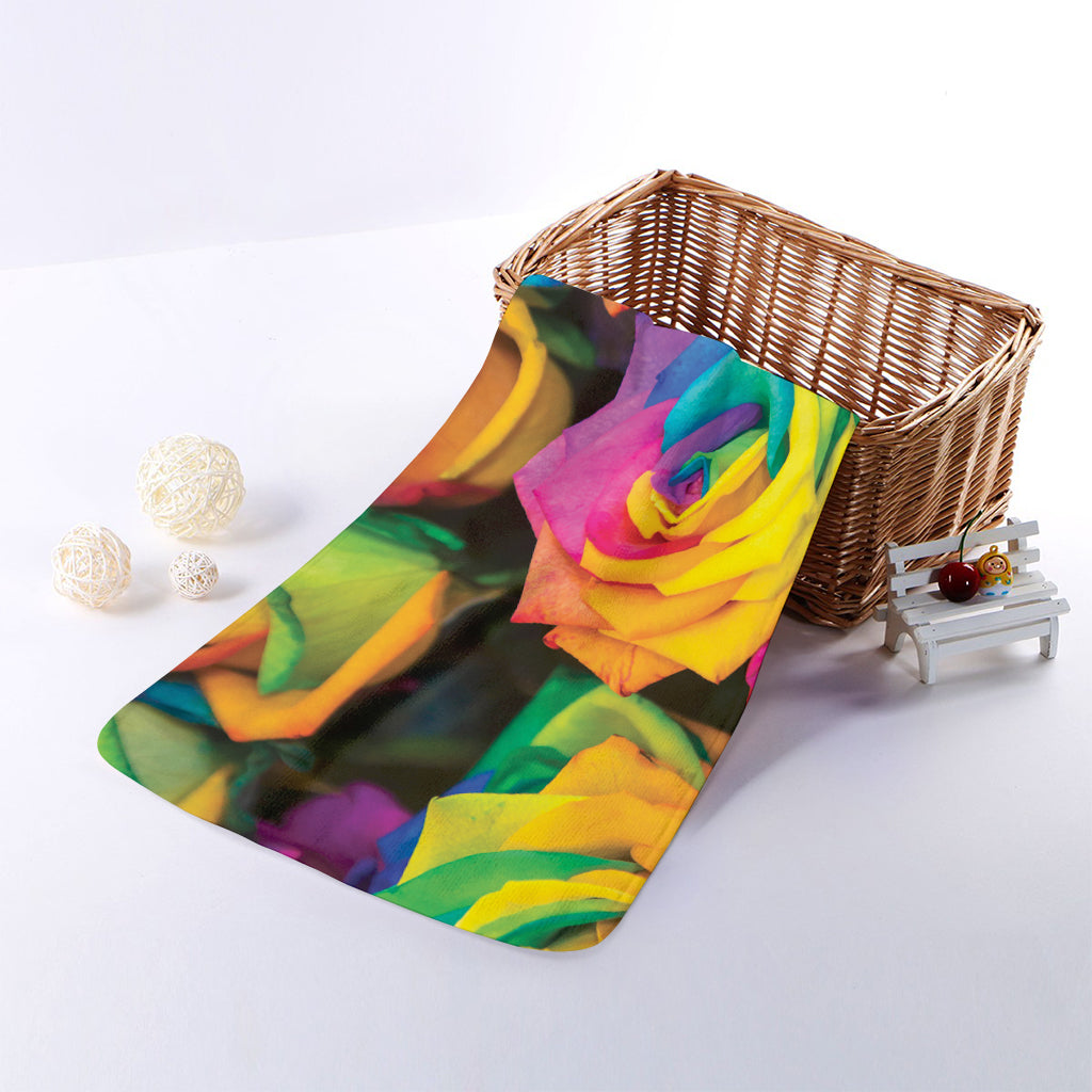 LGBT Pride Rainbow Roses Print Towel