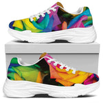 LGBT Pride Rainbow Roses Print White Chunky Shoes