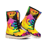 LGBT Pride Rainbow Roses Print Winter Boots