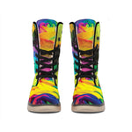 LGBT Pride Rainbow Roses Print Winter Boots