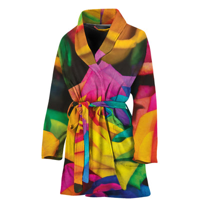 LGBT Pride Rainbow Roses Print Women's Bathrobe