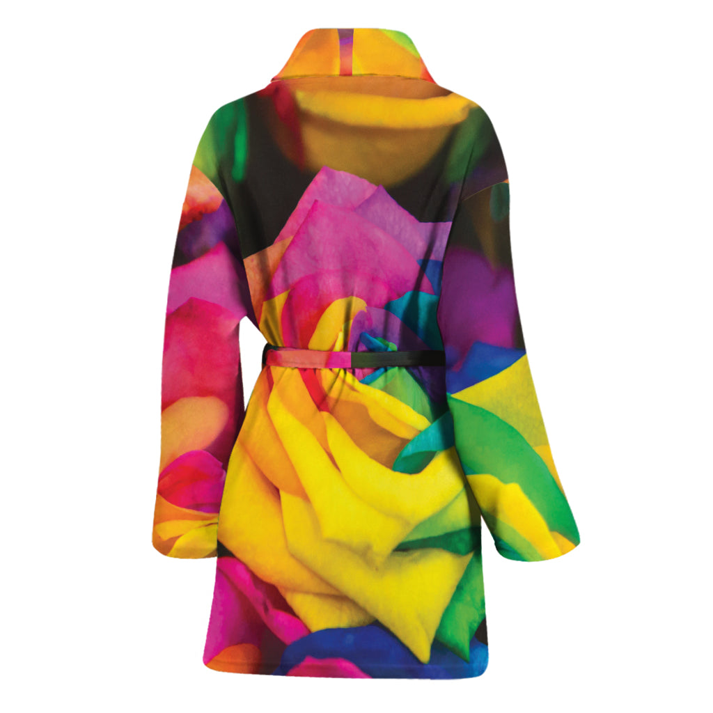LGBT Pride Rainbow Roses Print Women's Bathrobe