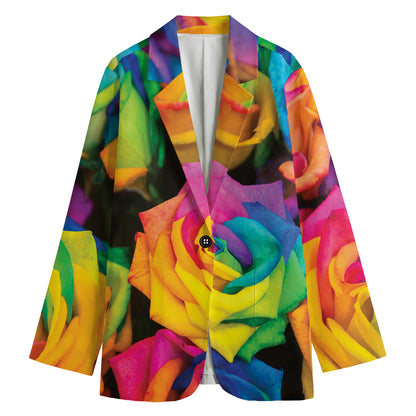 LGBT Pride Rainbow Roses Print Women's Blazer
