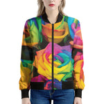 LGBT Pride Rainbow Roses Print Women's Bomber Jacket