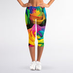 LGBT Pride Rainbow Roses Print Women's Capri Leggings