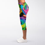 LGBT Pride Rainbow Roses Print Women's Capri Leggings