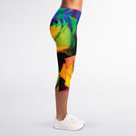 LGBT Pride Rainbow Roses Print Women's Capri Leggings