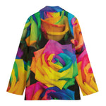 LGBT Pride Rainbow Roses Print Women's Cotton Blazer
