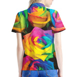 LGBT Pride Rainbow Roses Print Women's Polo Shirt
