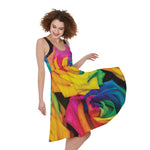 LGBT Pride Rainbow Roses Print Women's Sleeveless Dress