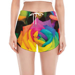 LGBT Pride Rainbow Roses Print Women's Split Running Shorts