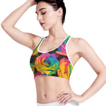LGBT Pride Rainbow Roses Print Women's Sports Bra