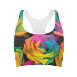 LGBT Pride Rainbow Roses Print Women's Sports Bra