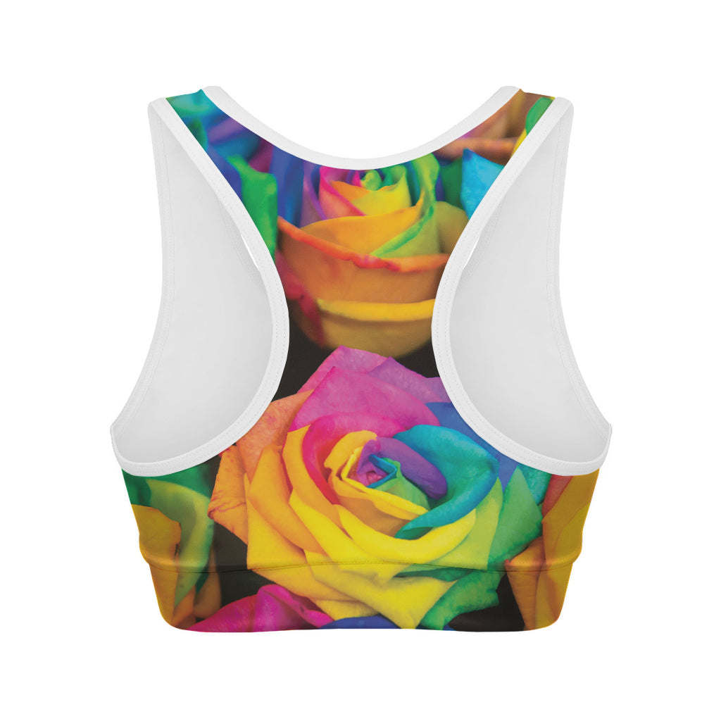 LGBT Pride Rainbow Roses Print Women's Sports Bra