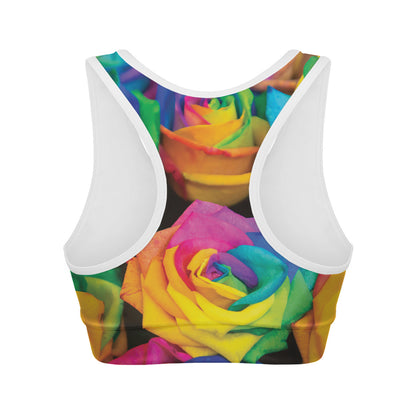 LGBT Pride Rainbow Roses Print Women's Sports Bra