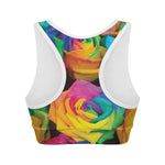 LGBT Pride Rainbow Roses Print Women's Sports Bra