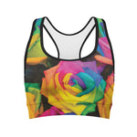 LGBT Pride Rainbow Roses Print Women's Sports Bra
