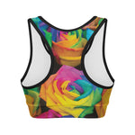 LGBT Pride Rainbow Roses Print Women's Sports Bra