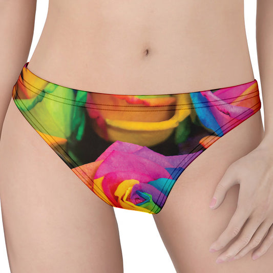 LGBT Pride Rainbow Roses Print Women's Thong