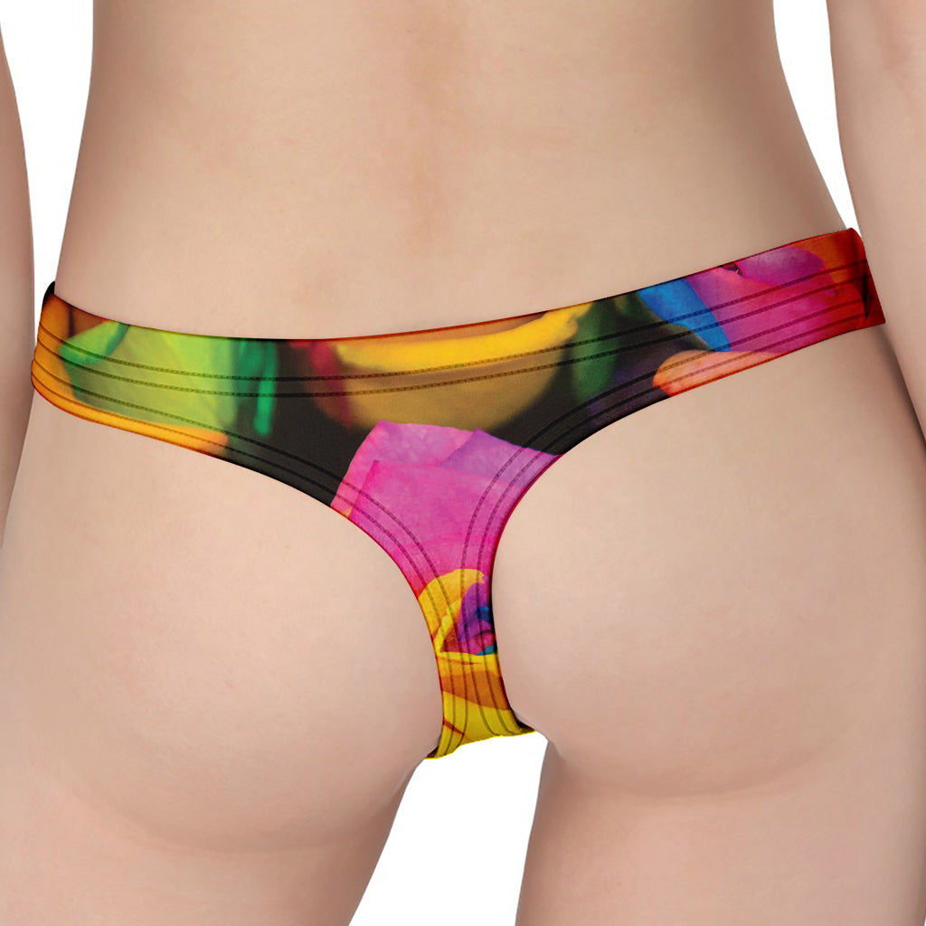 LGBT Pride Rainbow Roses Print Women's Thong